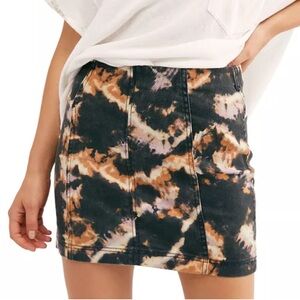 Free People Brown and Black Tie-Dye Modern Femme Skirt Size 2